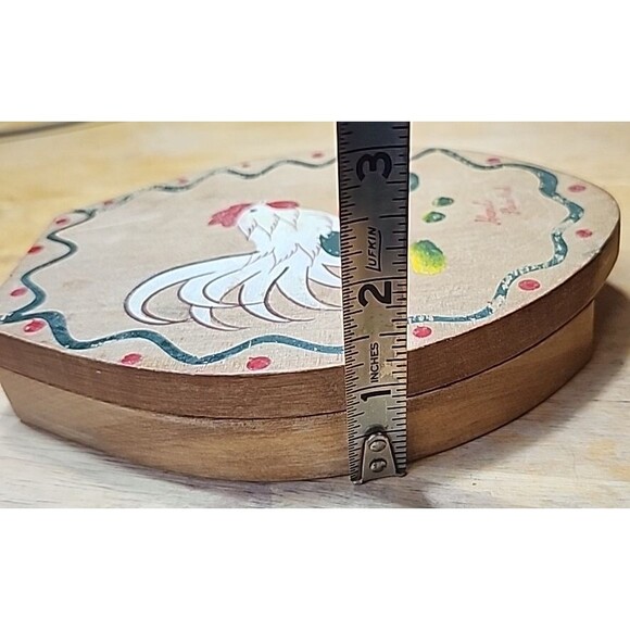 Vintage Hand Painted Woodpecker Wood Ware Rooster Box Japan Folk Art Farmhouse - Picture 16 of 16